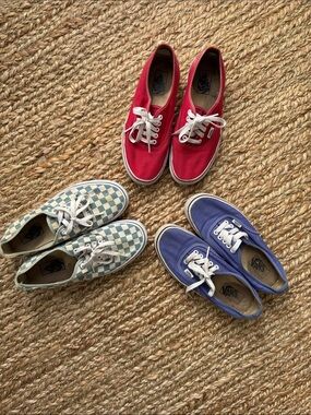 Vans Canvas Sneakers Trio - Red, Blue & Checkerboard
